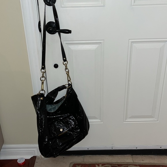 COACH KRISTIN Black Patent Leather Hobo Shoulder Bag Handbag Purse 16013. - Picture 8 of 9